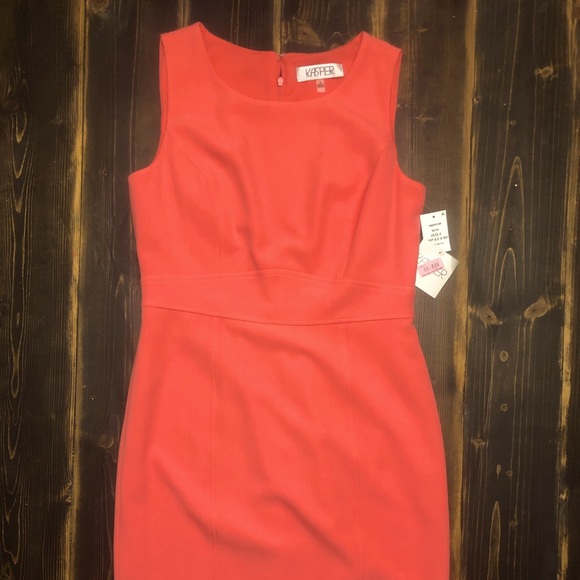 Dillards KASPER Beautiful Nectar/Coral Sheath Dress w/Banded Waist- Full Lining - Picture 6 of 9